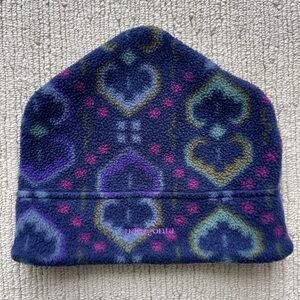 Patagonia fleece beanie. One size in vivid blues, purple, magenta, turquoise.